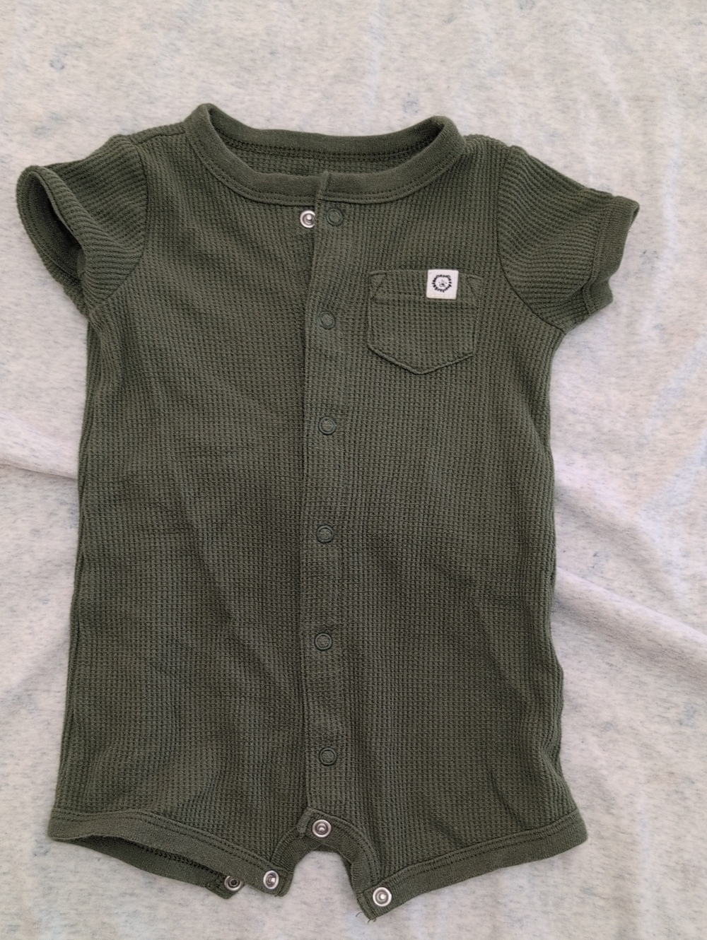 Carter's Olive Green Waffle Short-Sleeve Romper